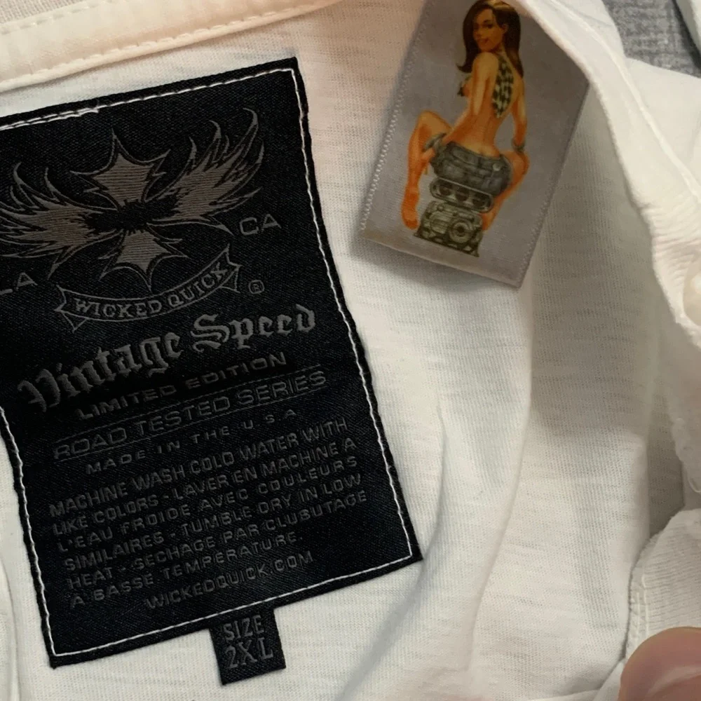 Shelby American Cobra Logo Tee - White with Red & Blue Print - Picture 2 of 4